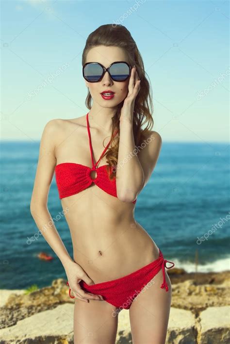Bikini Girl With Sunglasses Stock Photo Carlodapino