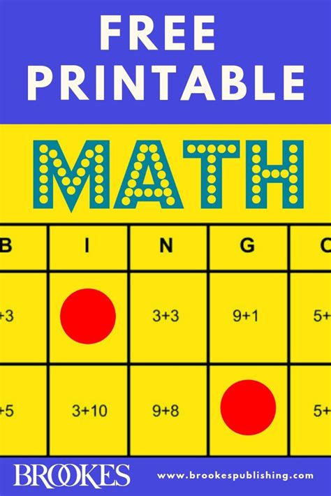 Bingo Math Printable Download 2 Free Pages Of Math Bingo Including