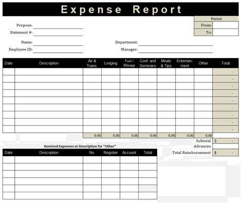 Expense Report Template Free Word Excel Templates