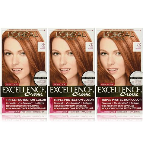 Loreal Paris Hair Color Excellence Non Drip Creme Triple Protection Color 7r Red
