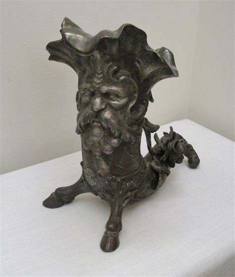 Antique Gothic Metal Satyr Cornucopia With Roses Turn Of The Etsy