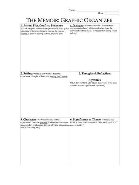 The Memoir Graphic Organizer Fill And Sign Printable Template Online