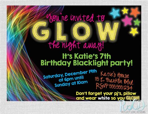 Black Light Birthday Party Invitations Birthdaybuzz