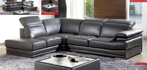 Leather chaise sectional sofa, created for macy's. Dark Grey Full Genuine Italian Leather Modern Sectional Sofa