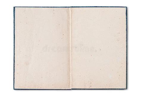Old Open Book With Blank Stained Paper Pages Isolated On White Stock