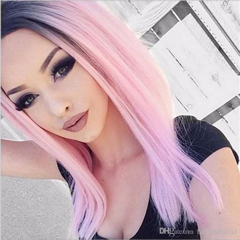 T1b Pink Ombre Bob Full Lace Human Hair Wigs For Black