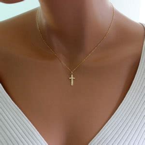 Gold Filled Crucifix Cross Necklace Women Girls Charm Pendant Necklaces