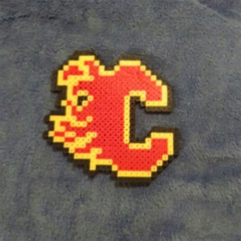 Nhl Calgary Flames Logo Perler Beads Made By Noreen Campagna Perler