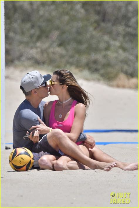Full Sized Photo Of Alessandra Ambrosio Richard Lee Touch Tongues Beach