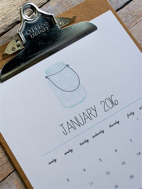Free Printable Mason Jar Calendar Mason Jar Crafts Love