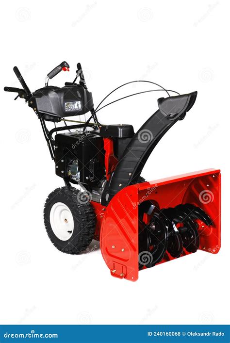 A Red Snow Blower Snow Thrower Snow Removal Equipment Isolated On A