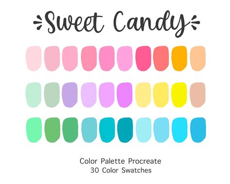 Procreate Color Palette Sweet Candy Color Swatches Instant Download