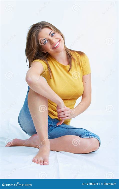 Woman Sitting On Floor Stock Image Image Of Pretty 127095711