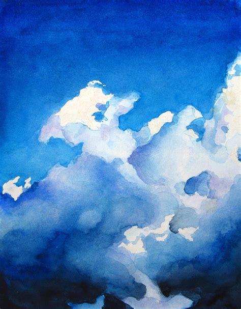 Clouds Watercolor Painting By Oliver Riedel