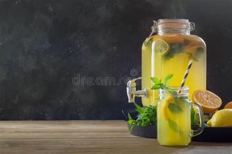 Lemonade With Orange Lemon In Mason Jar Summer Healthy Detox Drink