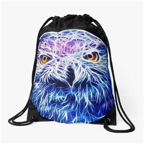 Fractal Owl Drawstring Bag By Xcharliecat Redbubble