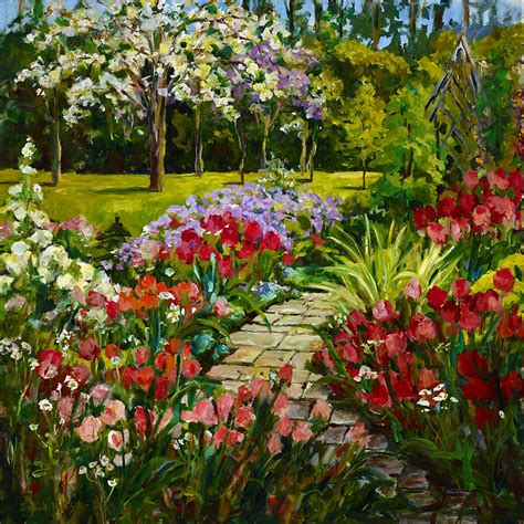Summer Flower Garden Painting By Ingrid Dohm