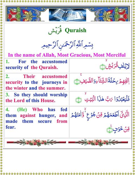 Read Surah Al Quresh Online With English Translation