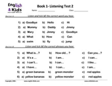 Have all students sit in a circle. English for Kids, ESL Kids Exam Worksheets
