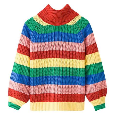 Rainbow Colorful Stripe Casual Sweater Cosmique Studio Aesthetic