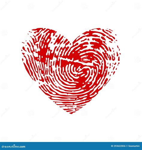 Ink Fingerprint Heart Love Romantic Filing Symbol Stock Illustration