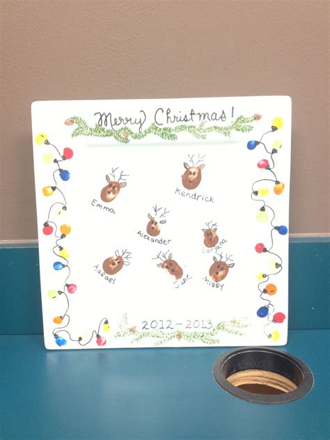 Thumbprint Reindeer And Fingerprint Christmas Lights A Class T For