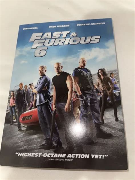 Fast And Furious 6 Dvd Dwayne Johnson Paul Walker Vin Diesel Justin