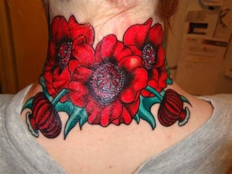 Neck Tattoos For Women Tattoos Hurt Poppies Tattoo Flower Neck