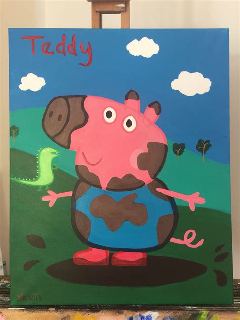 Peppa Pig Commission On Canvas Medium Acrylic 400x500 Leinwand