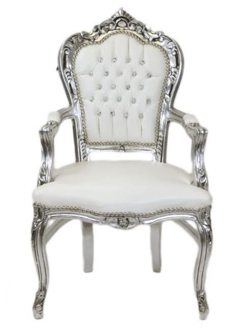 Der sitz bietet hervorragenden komfort durch die verwendung von schaum. Casa Padrino Barock Esszimmer Stuhl mit Armlehnen weiß ...