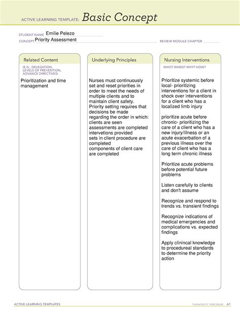 Nursing Priority Assessment Concept Ati Map Active Learning Templates