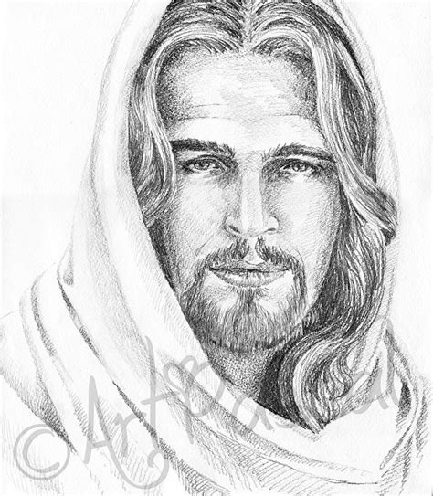 Christ Drawing Jesus Christ Portrait Black And White Graphite Etsy