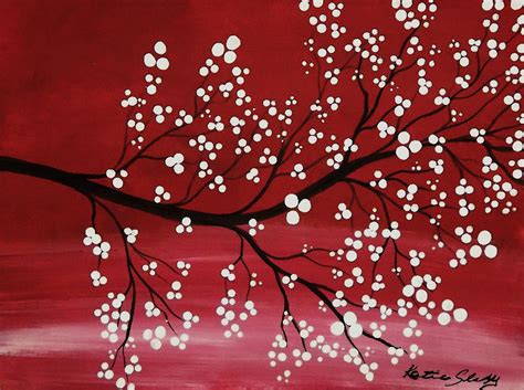 Red Japanese Cherry Blossom 1 Painting By Katie Slaby Fine Art America