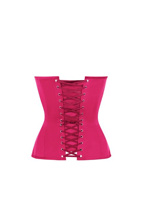 Shocking Pink Satin Corset With Cups Statnaia