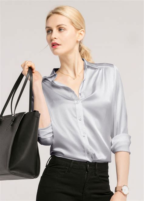 Long Sleeves Collared Silk Blouse Silk Blouse Young Professional
