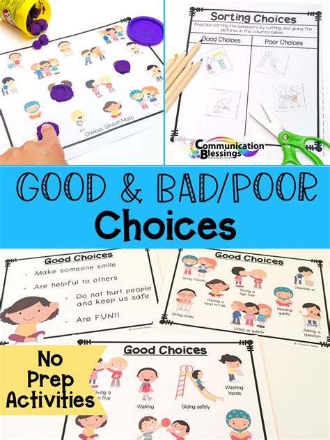 Making Good And Bad Choices No Prep Teaching Posters Social Skills