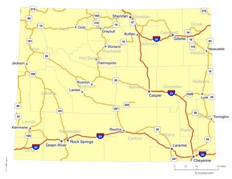 Map Of Wyoming Cities Wyoming Interstates Highways Road