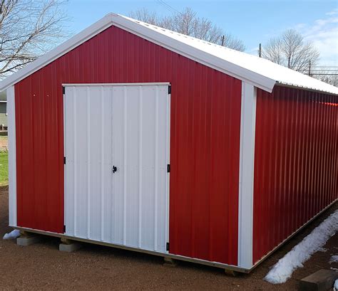 12x20 A Frame Shed Red Steel Walls White Roof And Trim 3300 Shed