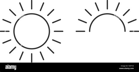 Sun And Half Sun For Sunrise Line Icon Outline Vector Linear Style
