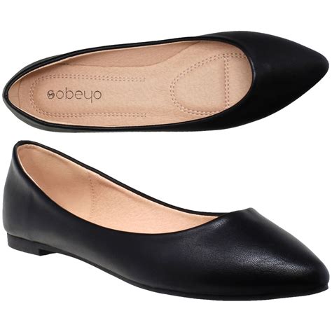 Womens Ballet Flats Pointed Toe Slip On Cushioned Closed Toe Shoes Black Sz 10 Ebay