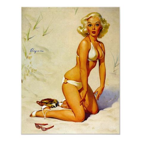 Vintage Gil Elvgren Beach Summer Pin Up Girl Card Zazzle