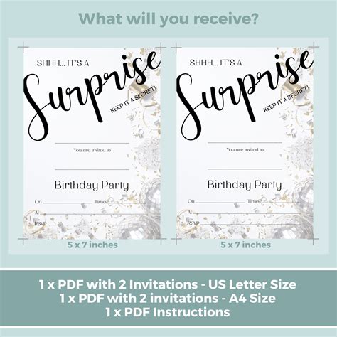 Printable Surprise Birthday Invitation Fill In Birthday Party Invitation Blank Birthday Party