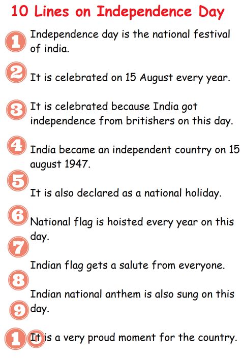 10 Lines On Independence Day In English For Kids