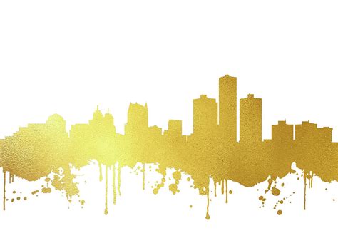 Detroit Skyline Gold Ii Digital Art By Erzebet S Fine Art America