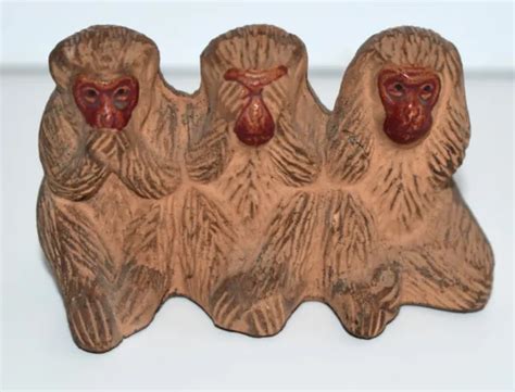 Vintage Three Wise Monkeys See No Speak No Hear No Evil Figurine Statue