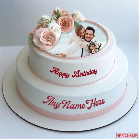 2 Tier Vanilla Flavored Birthday Cake With Name And Photo