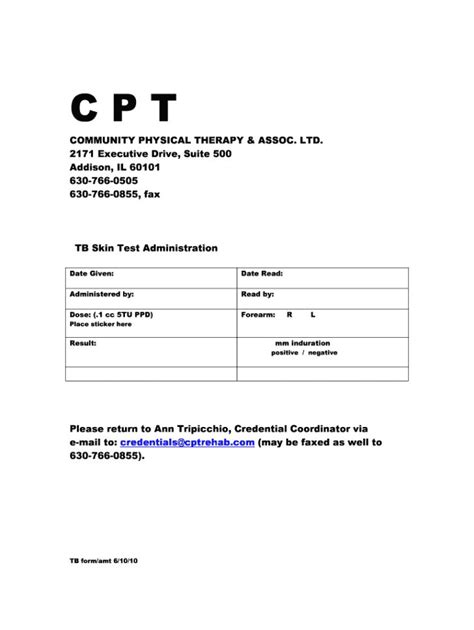 Blank Free Printable Tb Test Form