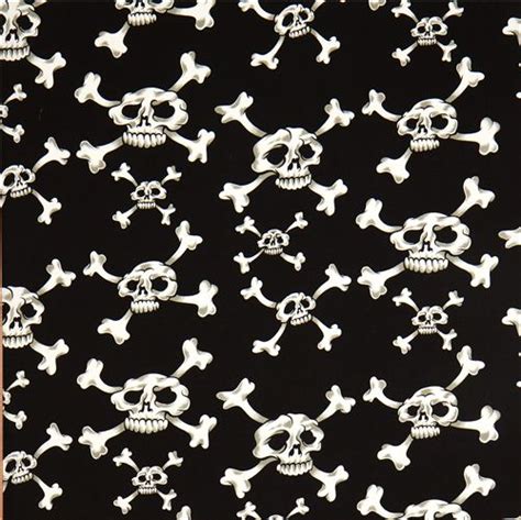 Black Alexander Henry Fabric With White Skulls And Bones Modes4u