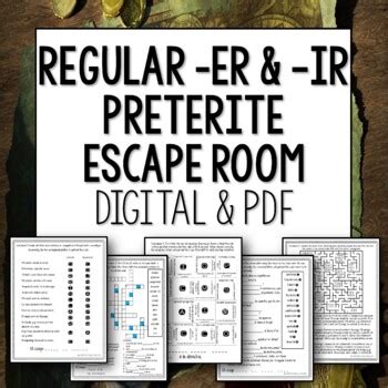 Regular ER And IR Verbs Preterite Escape Room For Spanish TPT