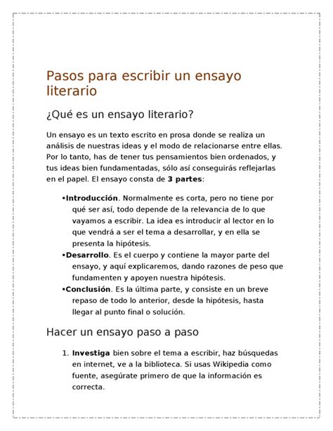 Doc El Ensayo Literatura Ensayo Argumentativo Como Escribir Un Ensayo